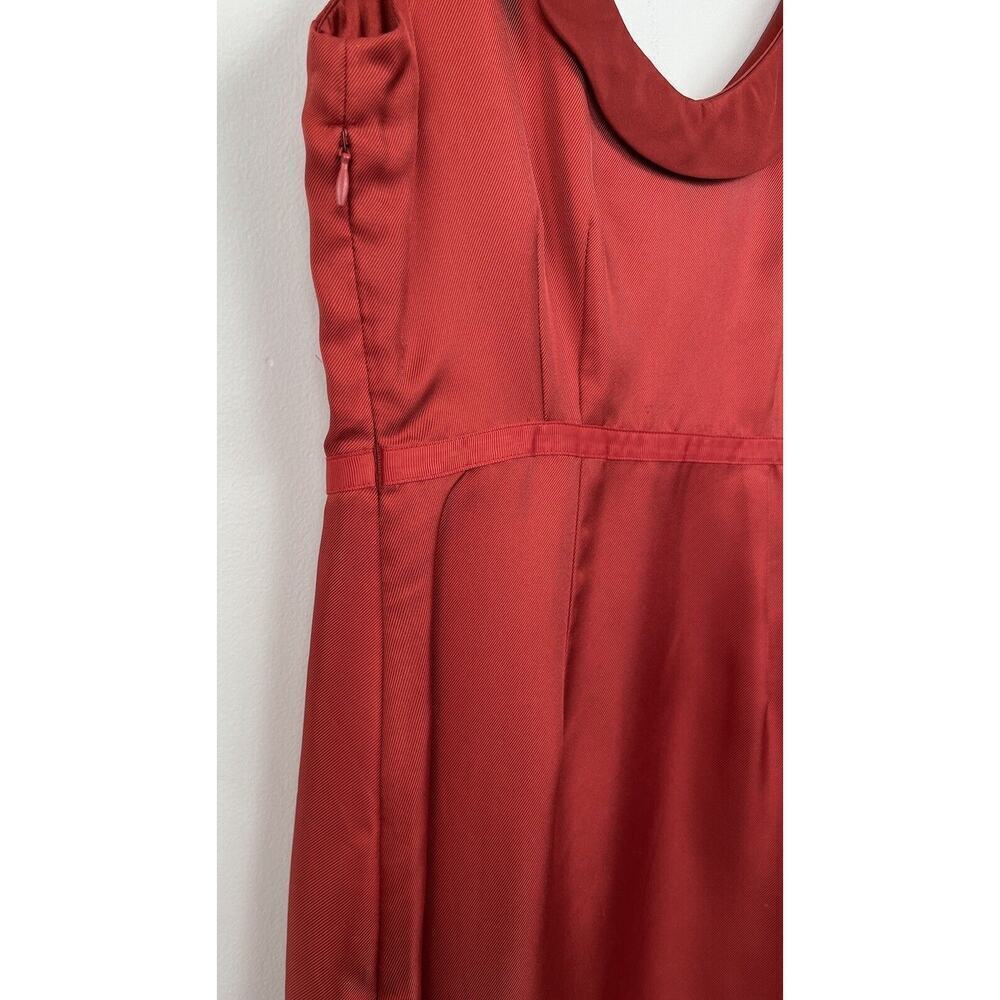 ANTHRPOLOGIE MOULINETTE SOEURS SILK GARNET RED SHEATH DRESS SZ 0 Y2K Babydoll - Picture 6 of 11